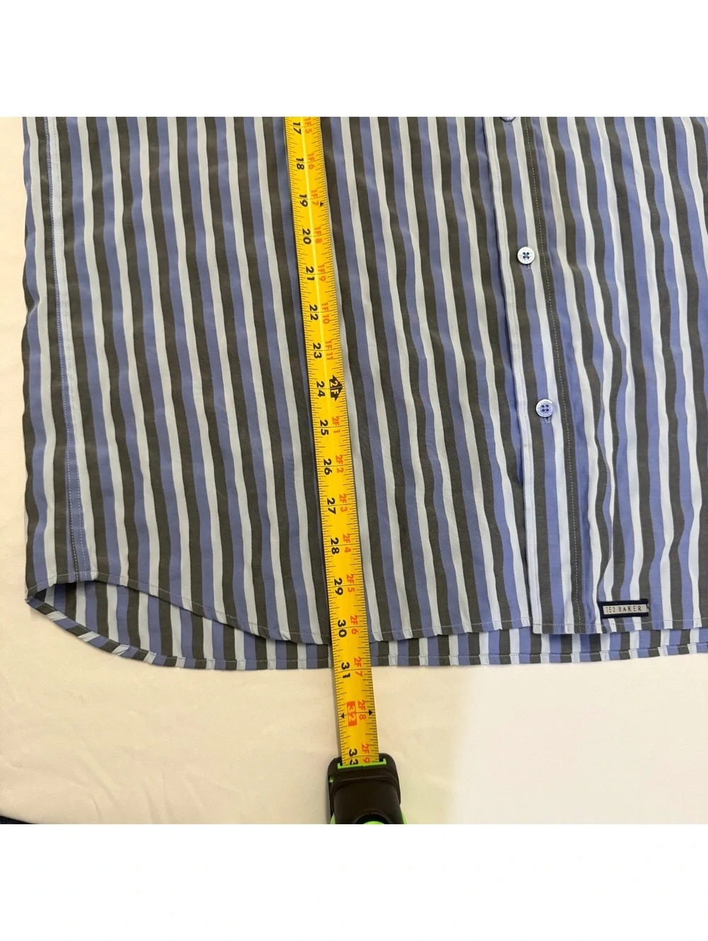 Ted Baker London Men's Striped Button-Up Shirt Size 4 Blue & Brown Cotton Blend